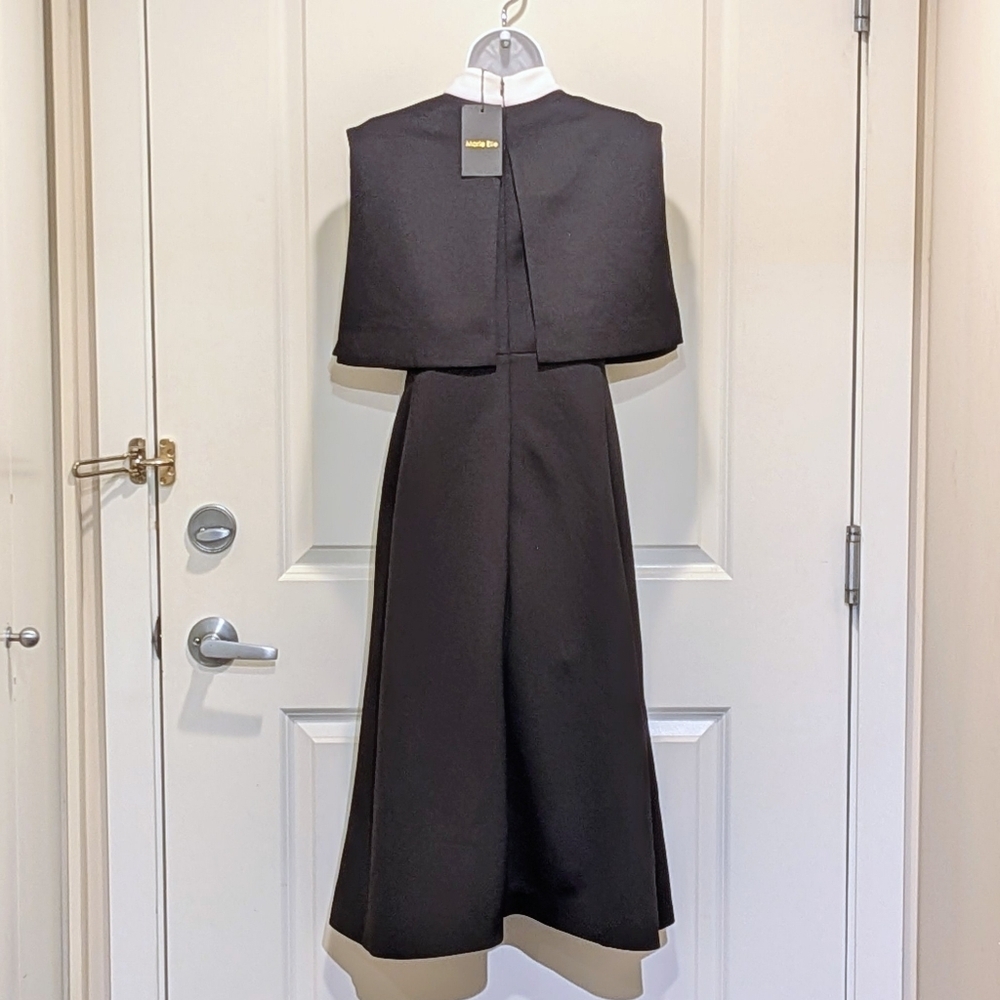 NWT Marie Elie 34 Neoprene Capelet Midi Length Mod Style Dress - Picture 4 of 9